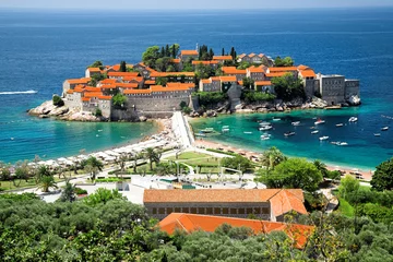 Crédence de cuisine en verre imprimé Été Sveti Stefan, small islet and resort in Montenegro.