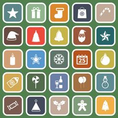 Christmas flat icons on green background