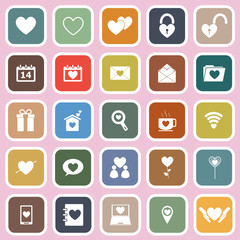 Love flat icons on pink background