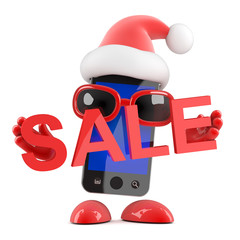 Naklejka premium Smartphone Santa holds a Sale