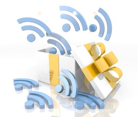 christmas present with wifi symbol