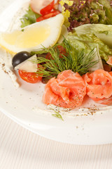 tasty appetizer with salmon