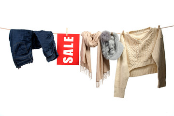 Women's fashion sale on the clothesline