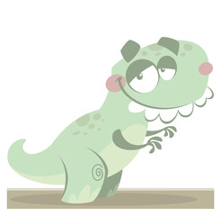 Cartoon funny green Tyrannosaurus Rex dinosaur