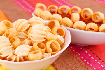 Potato chips and red sauce