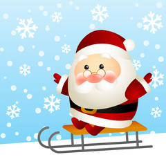 Funny Santa on a sled