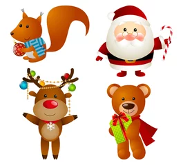 Papier Peint photo Singe Set of Christmas cartoon characters
