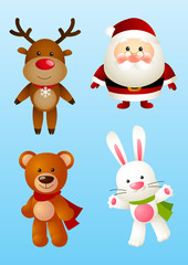 Set of Christmas cartoon characters