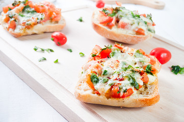 Fresh vegetarian Italian toast bruschetta