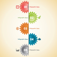 Illustration of colorful gears Info-graphics options banner