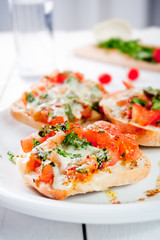 Fresh vegetarian Italian toast bruschetta