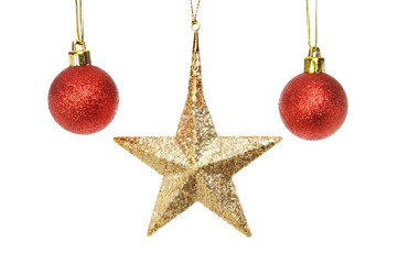 Christmas star and baubles
