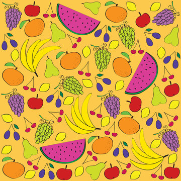 cartoon illustration of fruits