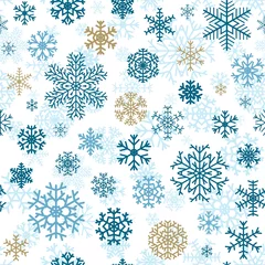 Behang Kerstmis naadloos patroon van sneeuwvlokken © Olga Moonlight