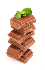 Milk chocolate with a sprig of mint.