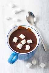 Crédence de cuisine en verre imprimé Chocolat chocolat chaud aux guimauves