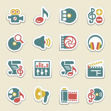 Audio video color icons.