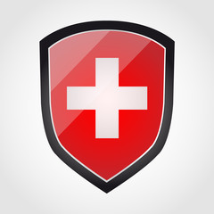 Shield with flag inside - Swiss - vector