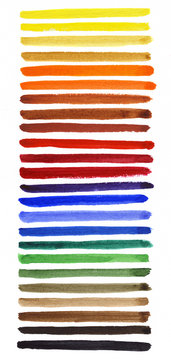 Watercolor hand painted brush strokes. Spectrum