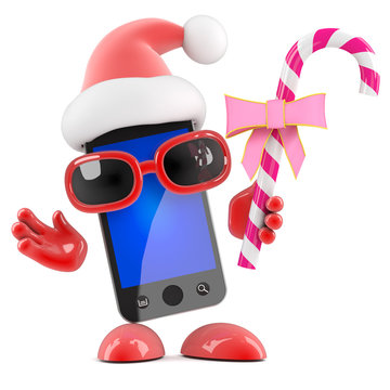 Smartphone Santa with Christmas candy!