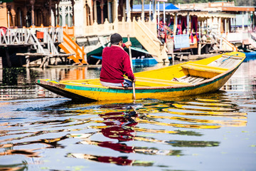 Fototapeta na wymiar Shikara boat in Dal lake , Kashmir India