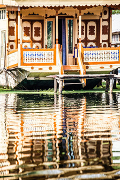 Houseboats,the floating luxury hotels in Dal Lake,Srinagar.India