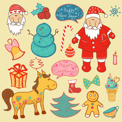 Christmas, new year set