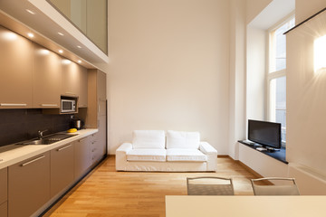 Interior, beautiful apartment, modern furniture