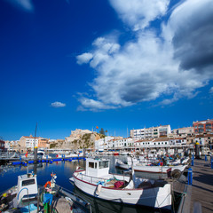 Fototapeta na wymiar Ciutadella Menorca marina Port view Town hall