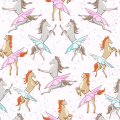 seamless pattern of dancing horses