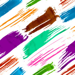 Colorful grunge brush strokes seamless pattern