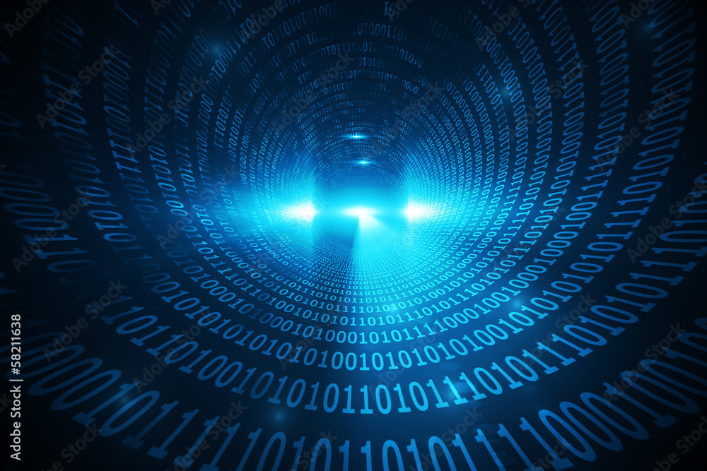 Poster Spiral of shiny binary code