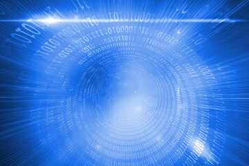 Glowing futuristic binary code spiral
