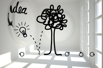 Idea tree graphic in bright room