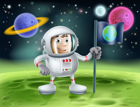 Astronaut Outer Space Cartoon