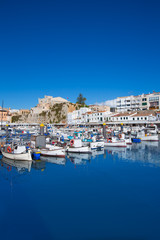 Fototapeta na wymiar Ciutadella Menorca marina Port view Town hall
