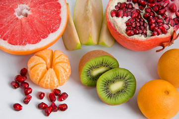 set of different tasty fruits