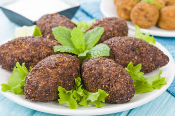 Kibbeh - Middle Eastern minced meat and bulghur fried snack