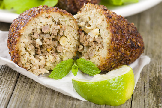 Kibbeh - Middle Eastern minced meat and bulghur fried snack