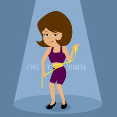 Slimming lady with measuring tape.