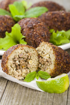 Kibbeh - Middle Eastern minced meat and bulghur fried snack