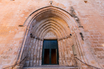 Ciutadella Menorca Cathedral side door detail at Balearics - obrazy, fototapety, plakaty