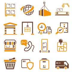 shipping icons, orange theme