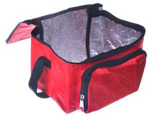 open view of red cooling bag  isolated over white - 58214283