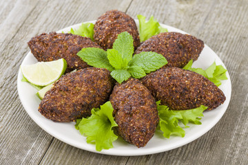 Kibbeh - Middle Eastern minced meat and bulghur fried snack
