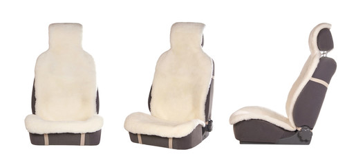 set of auto seats under white cover isolated on white