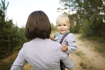 Fototapeta premium little happy baby with mother portrait