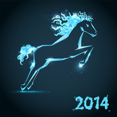 Obraz na płótnie Canvas Horse. Happy new year 2014. Vector eps 10.