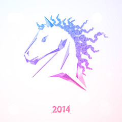 Horse. Happy new year 2014. Vector eps 10.