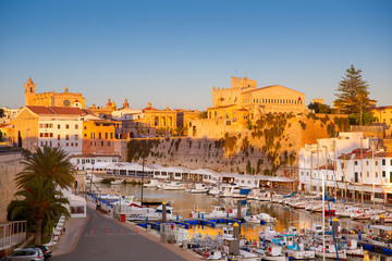 Ciutadella Menorca Port town hall and cathedral